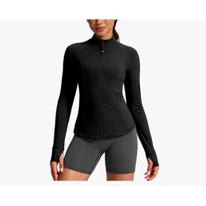 G Gradual Women's Workout Jackets Extended Waist Length Slim Full Zip 4 Pockets